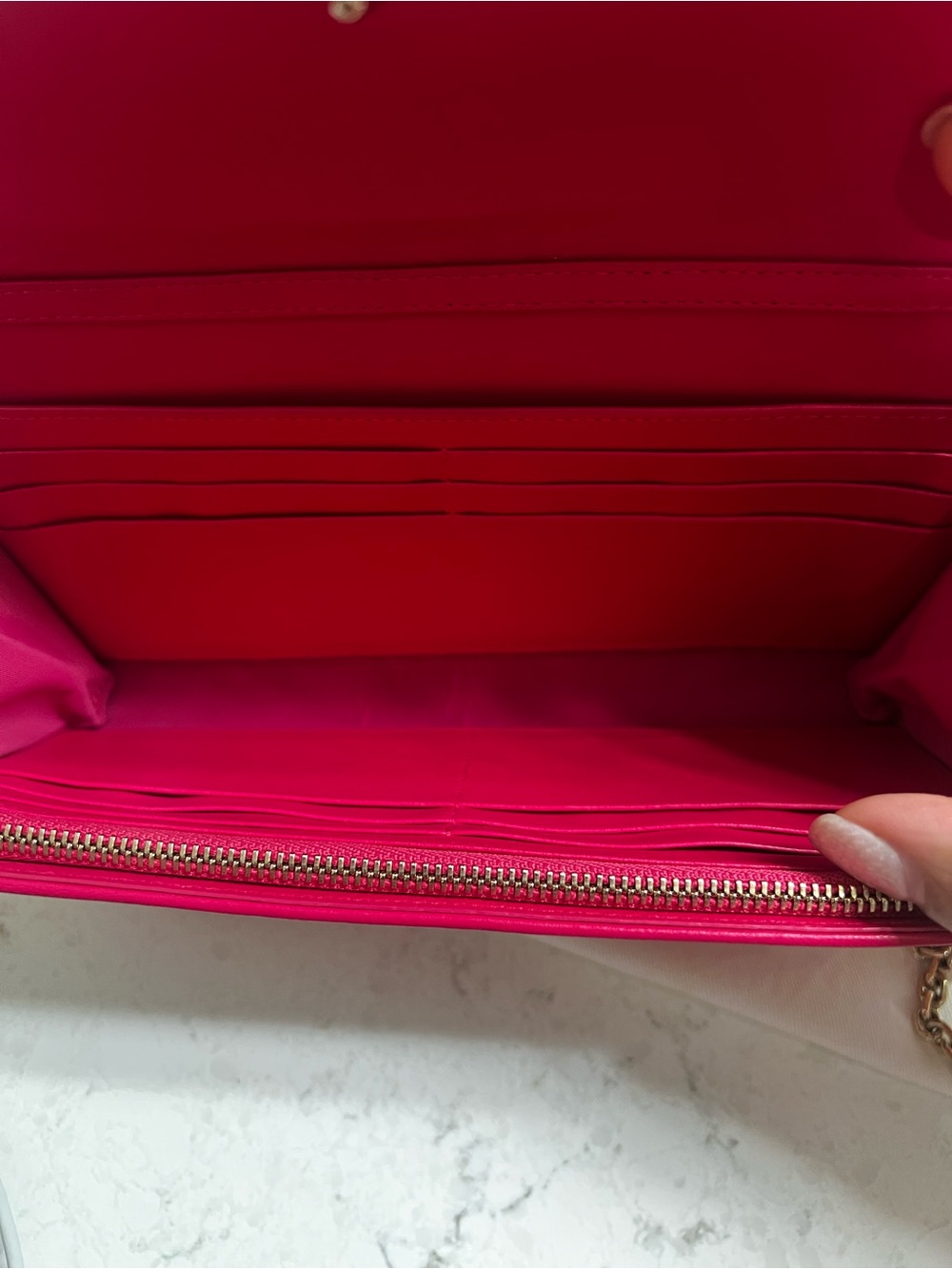 Dior Fuchsia Pink Quilted Leather Wallet on chain - Picture 9 of 10